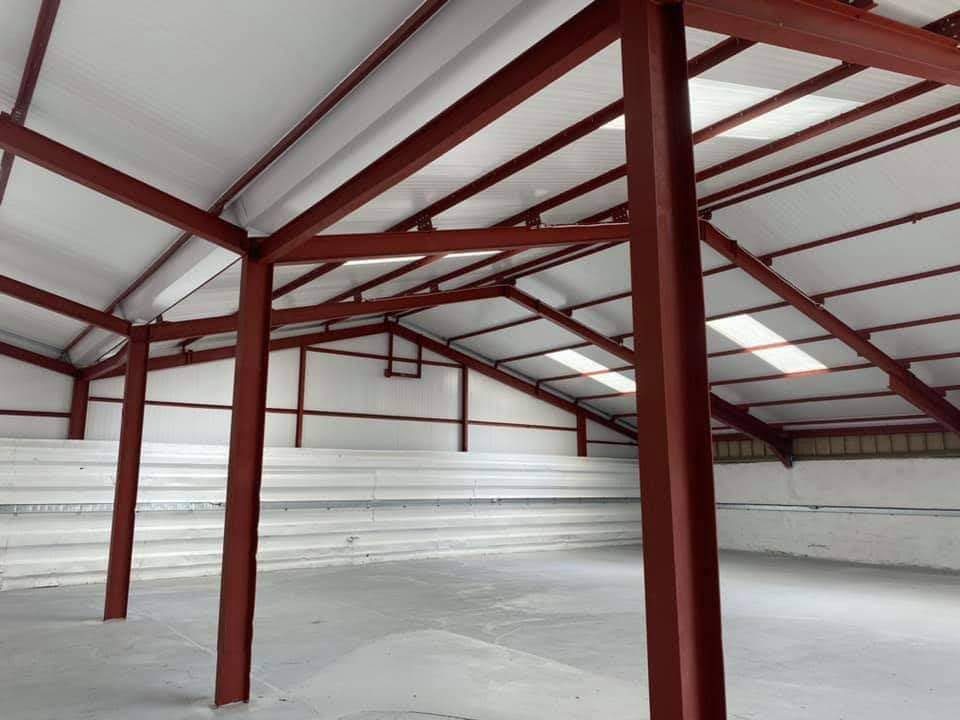 Repaired and strengthened steel frame during refurbishment